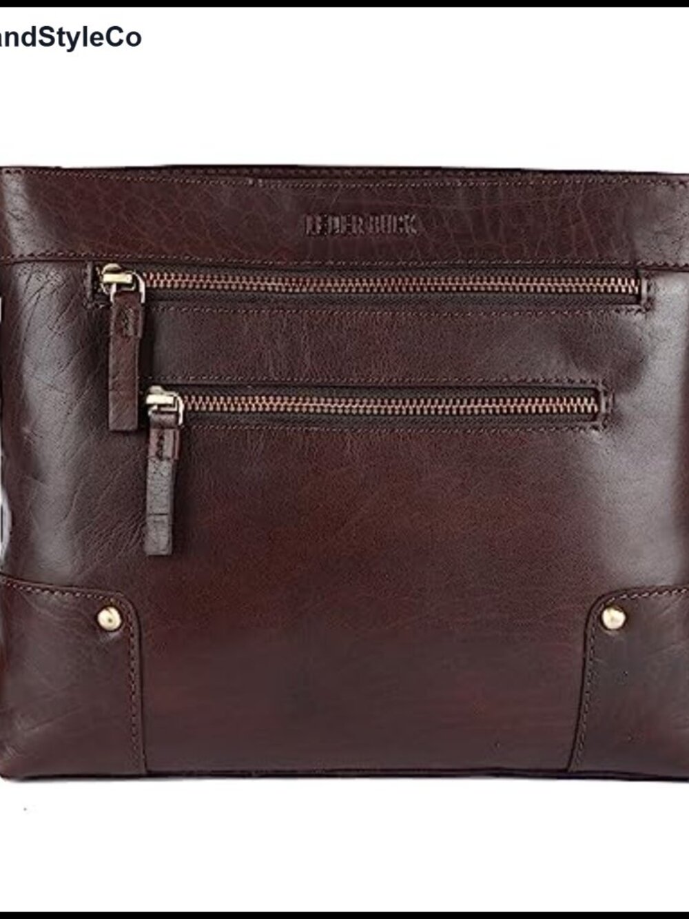 Genuine Leather Women's Crossbody Bag Triple Zip Adjustable Sling Purse